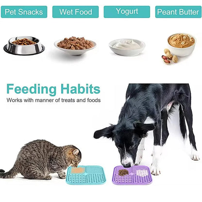 Silicone Dog Lick Mat with Suction Cups – Slow Feeder & Enrichment Pad