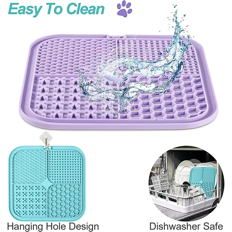Silicone Dog Lick Mat with Suction Cups – Slow Feeder & Enrichment Pad