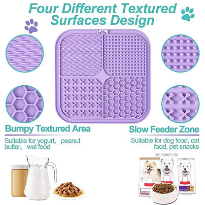 Silicone Dog Lick Mat with Suction Cups – Slow Feeder & Enrichment Pad