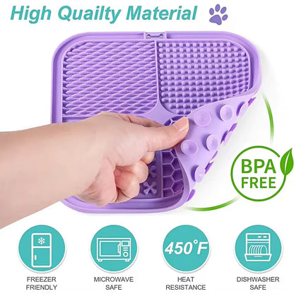 Silicone Dog Lick Mat with Suction Cups – Slow Feeder & Enrichment Pad