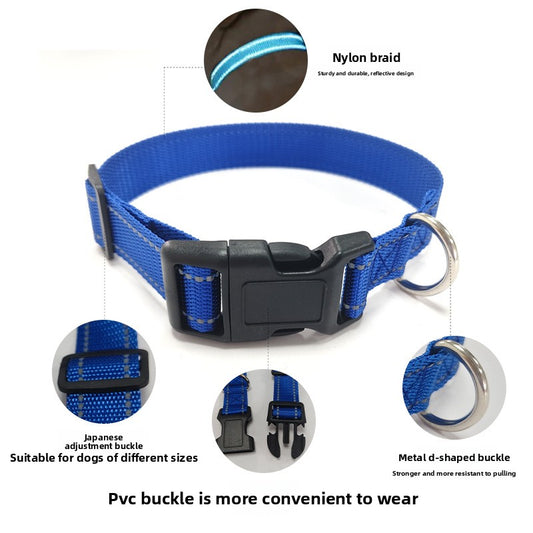 Adjustable Pet Collar for Dogs & Cats – Durable Polyester Collar with Secure Adjustable Buckle